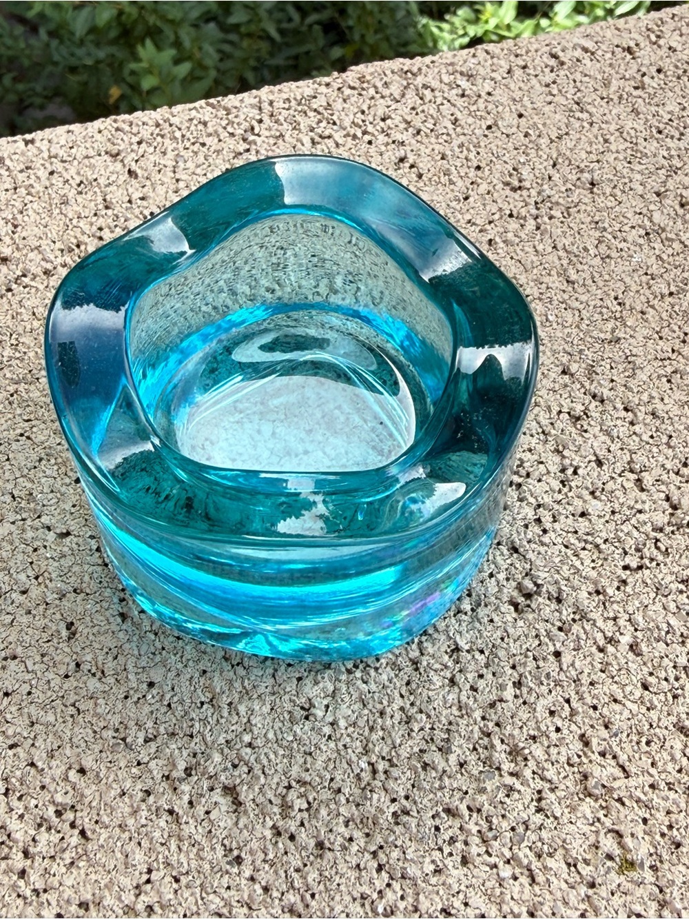 MCM Sklo Union Vladislav Urban Teal Turquoise Glass Stackable Candle Holder